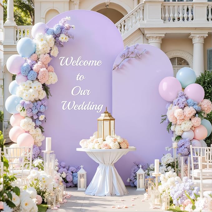 Purple and Blue Arch Cover 2 Set-7.2FT and 6FT Arch Backdrop Cover Spandex Fitted Mermaid Arch Stand Covers for Under The Sea Birthday Party Wedding Baby Shower Ceremony Photo Background