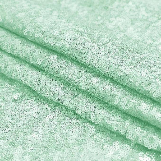 Sugargirl Mint Green Sequin Backdrop Curtain 4FTx8FT Glitter Mint Green Background Drapes Sparkle Photography Backdrop for Party Wedding Birthday Wall Decoration(2 Panels)