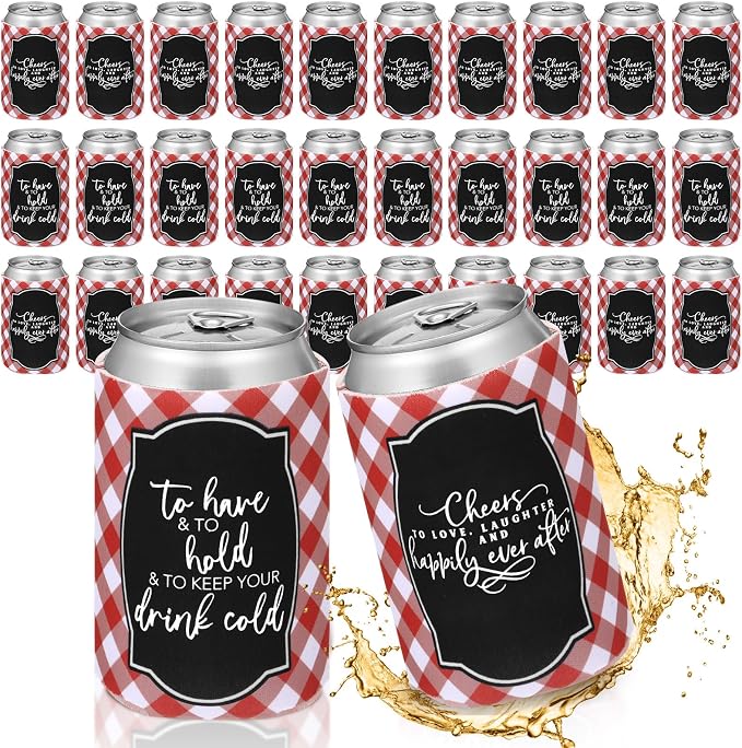 Qinyoung 50 Pieces I Do BBQ Party Decorations Wedding Can Cooler Sleeves Bulk BBQ Party Favors for Guests Cheers to Love Laughter and Happily Ever After Rehearsal Dinner Decorations for Wedding Shower