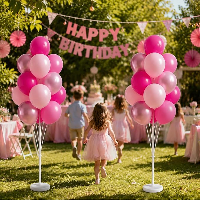 Balloon Column Kit for Floor-Balloon Columns with Stand, Base and Pole,Balloon Tower Backdrop Decoration for Wedding, Baby Shower, Birthday Party, or Bachelorette Parties (Metallic Pink)
