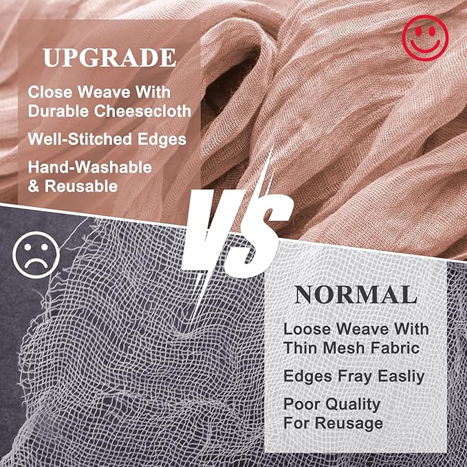 Wokceer Dusty Pink Cheesecloth Table Runner Spring 3Pack 10FT Boho Gauze Easter Table Runner for Party Rustic Sheer Runners for Baby Bridal Shower Wedding