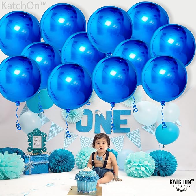 KatchOn, Royal Blue Balloons - 22 Inch, Pack of 12 | Large Metallic Blue Balloons for Fathers Day Decorations, Retirement Party Decorations | 4th of July Decorations, Birthday Decor