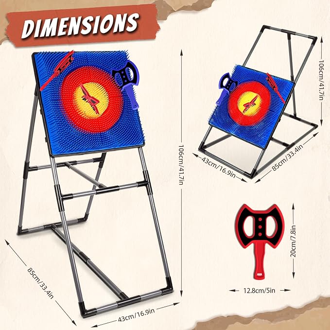 Axe Throwing Game for Backyard, Axe Throwing Target Set with 16 Throwing Axes Outdoor Games Indoor Carnival Yard Lawn Backyard Games for Age 6-12