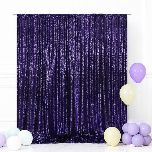 Eternal Beauty Purple Sequin Backdrop, 6x8 Ft Halloween Glitter Background Curtains for Shimmer Photography Party Wedding Birthday Back Drop Decor