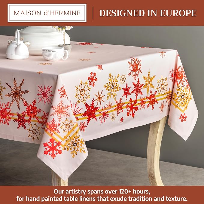 Maison d' Hermine Table Cloth Square Table 100% Cotton 60 x 60 Inches Fall Tablecloth Reusable Everyday Use for Thanksgiving Christmas Decorations Dining Farmhouse Party (Crystal Star)