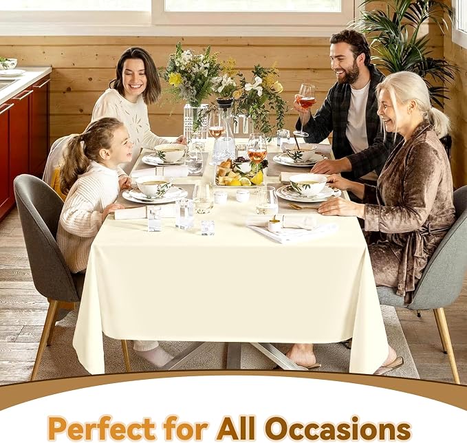 12 Pack Beige Tablecloths for Rectangle Tables Stain and Wrinkle Resistant Washable Polyester Tablecloth 60 x 102 Inch Table Cloth Rectangle Table 6 Foot Rectangle Table Cloth for Wedding Party