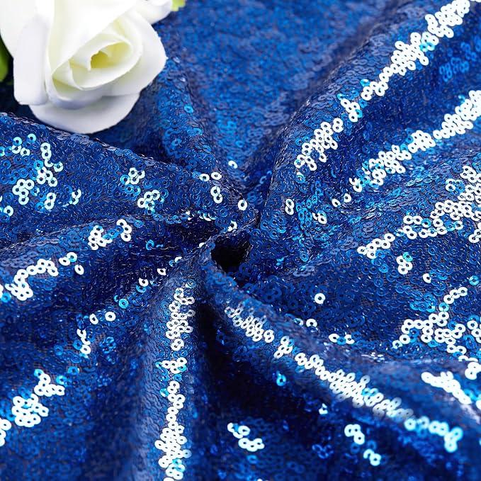 Blue Sequin Tablecloth Glitter Birthday Table Cloth Sparkly Iridescent Shimmer for Rectangle Table Cloth 90 x 90 Inches Table Cloths Decorations for Party Supplies Event Wedding Table Skirt Decor