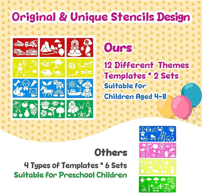 Decojoy Party Favors for Kids 4-8, Scratch Art Birthday Return Gifts, Bulk Rainbow Scratch Paper Notebook 24 Set with Reusable Stencils, Christmas Goodie Bags Stuffers for Girls Boys School Classroom