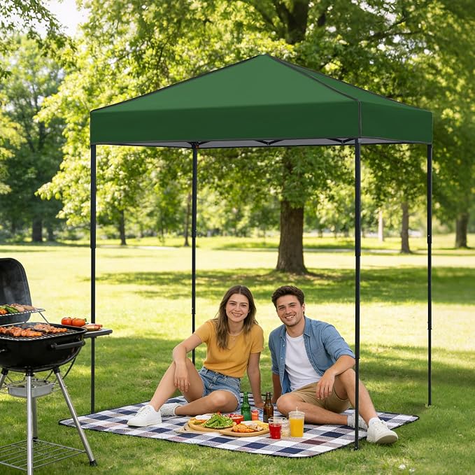 6x4 Pop Up Canopy Tent, Instant Portable Beach Canopy, Outdoor Tent with Carry Bag for Camping, Sports, Tailgating, Events, Green