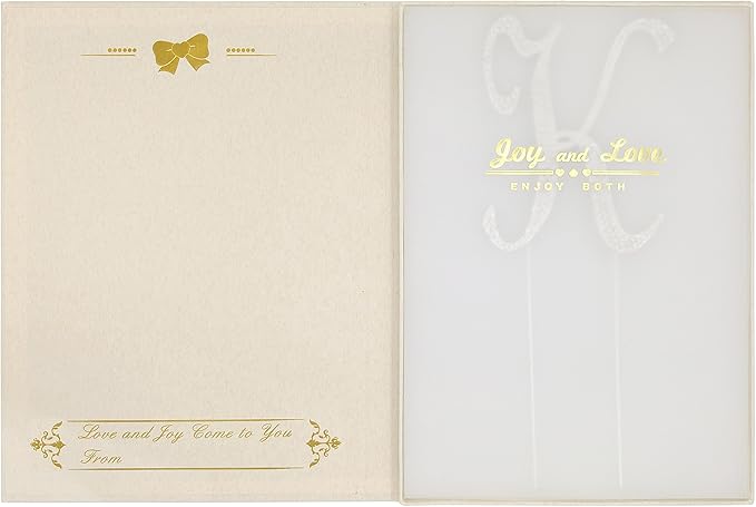 LOVENJOY Gift-Boxed 3.7" Sparkly Crystal Rhinestone Letter K Cake Topper Silver