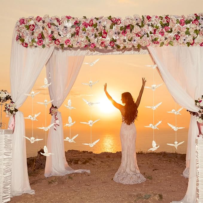 Novabright 30 Pcs Hummingbird Hanging Ornaments Acrylic Crystal Hummingbird Wedding Decor Suncatchers Hanging Ceiling Decor Bird Figurines Ornaments for Trees Wedding Stage Home Decoration