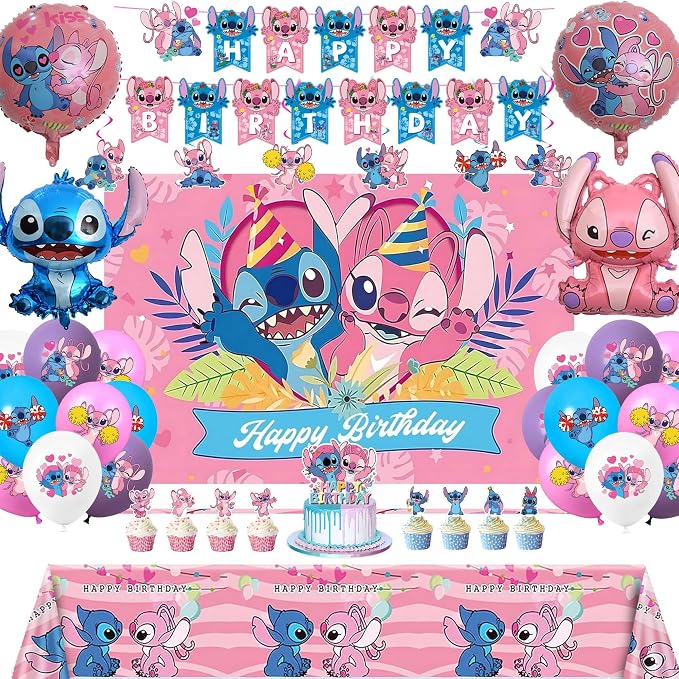 Pink Birthday Party Decorations Kit, Includes Happy Birthday Banner, Foil Balloons, Tablecloth, Backdrop, for Adult Themed Party Supplies