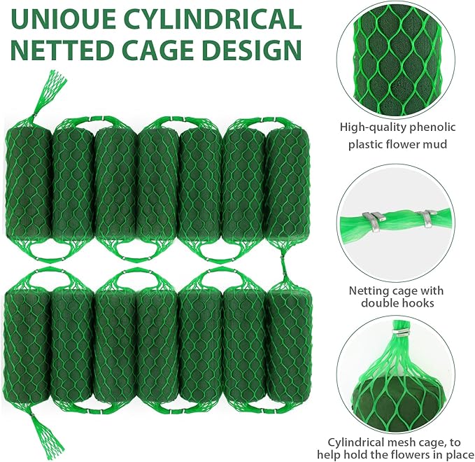42 Pcs Floral Foam Garland 27.6ft Flower Sponge Blocks Kit, Absorption Flower Holder Arch Door Tabletop Flower Arrangement Material Floral Craft Wet Foam Blocks for Home Wedding Holiday Decoration