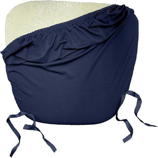 LA Linen Pack-4 Spandex Chiavari Chair Cushion Cover, Navy
