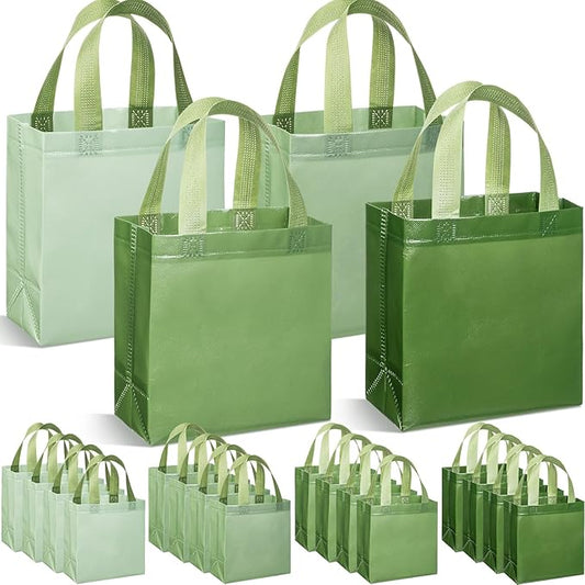 Wesnoy 36 Pcs Wedding Gift Bags Bulk Woven Pastel Gift Bags with Handles Reusable Party Favor Goodie Bulk, Sage Green Rainbow Color Tote Bag for Women Birthday Bridal Shower Decoration
