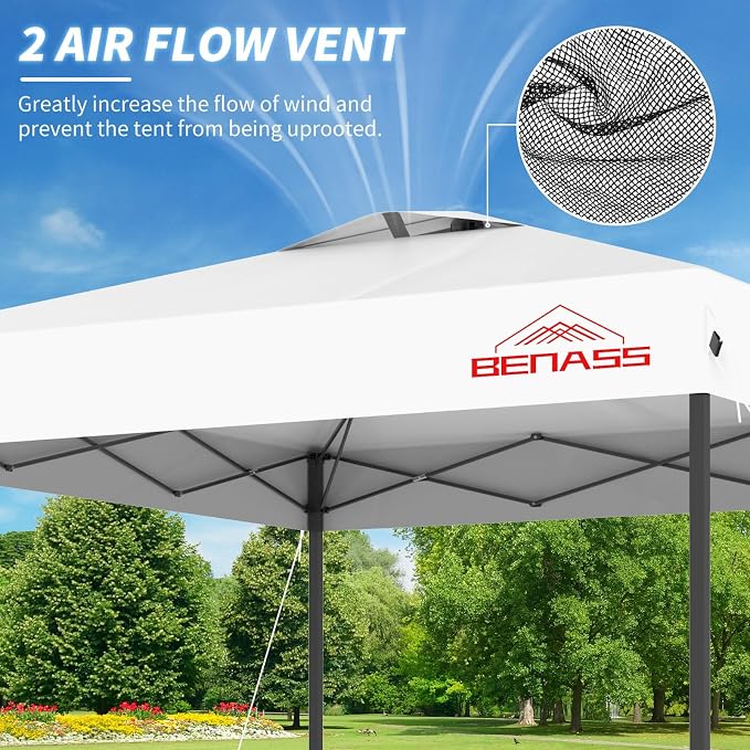 10x10 Pop Up Canopy, Easy Up Canopy Tent, Heavy Duty Tents for Parties, One Person Easy Set Up Event Tent, White