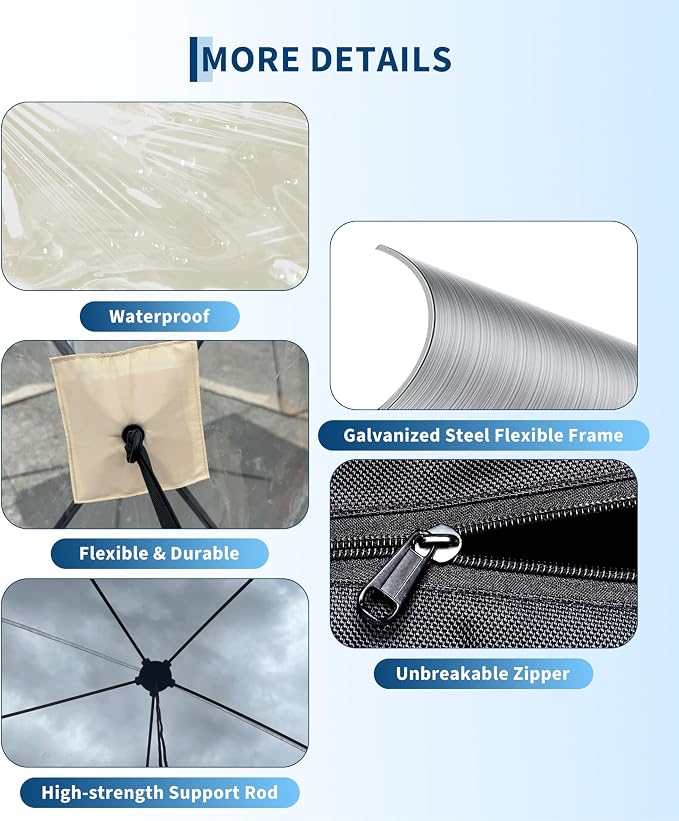 Garvee Pop up Bubble Tent with Waterproof & Vent Windows 6ft-10ft-12ft Camping Shelters, Outdoor Garden Dome Igloo, Transparent Sports Tent Screen Room for Patio, Backyard, Deck, Sports Events