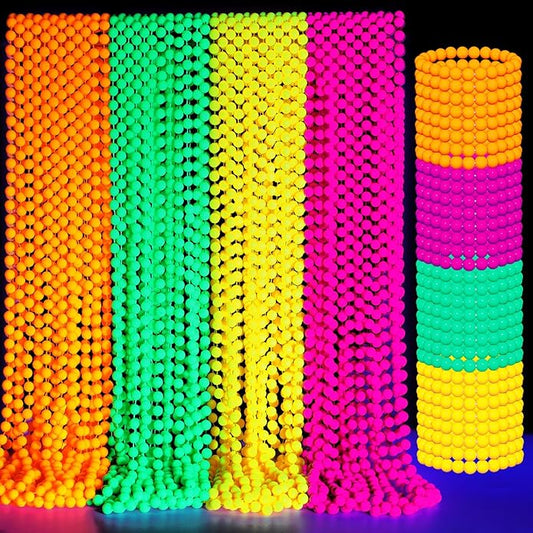 Ecally Neon Bead Necklaces and Bracelets Set Glow in The Dark Party Supplies Colorful Glow Necklaces and Bracelets Bulk for Mardi Gras 80s Party Favors Carnival Concert Neon Night Accessories