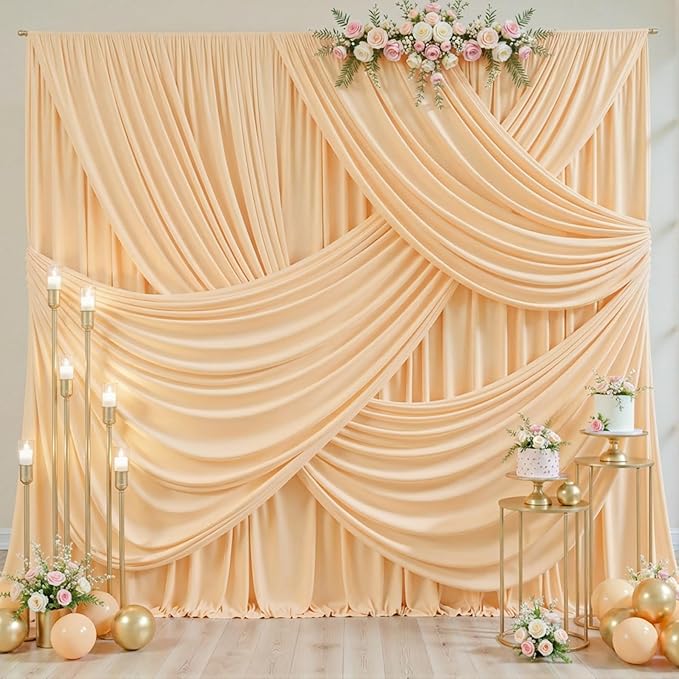 10x10 Dark Champagne Backdrop Curtain for Parties Wedding Baby Shower Wrinkle Free Photo Curtains Backdrop Drapes Fabric Decoration for Bridal Shower 5ft x 10ft,2 Panels