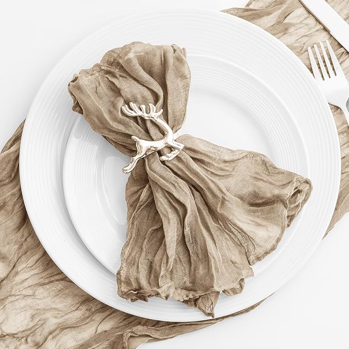 60 Pack Sand Cheesecloth Napkins 21x21 Inches Sand Cloth Napkins Set of 60 Washable Dinner Table Napkins for Wedding Rustic Boho Cotton Gauze Party Bridal Baby Shower Family Gathering Table Decor