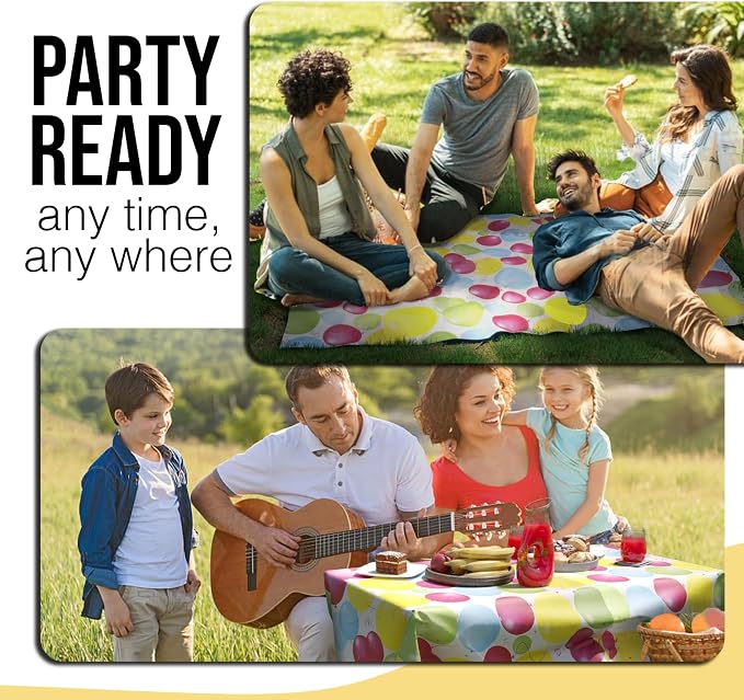 Party Solids 66% Thicker Premium Balloon Print Plastic Table Cover Roll 40" X 300' Table Cloth Plastic Cover Roll Quality Thick Banquet Rolls Disposable Tablecloth Rolls Strong American Based Company
