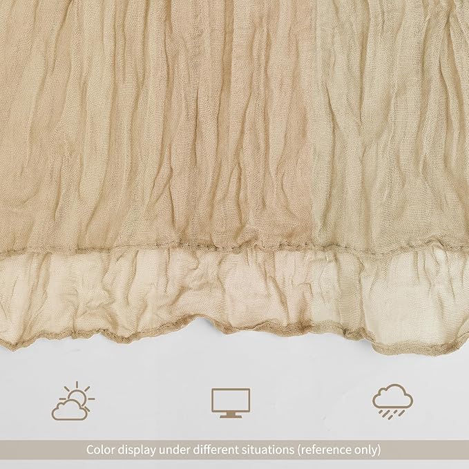 12 Pack Beige Table Runner 10Ft Cheesecloth Table Runner Rustic Gauze Table Runners Romantic Long Sheer Fabric Cheese Cloth Table Runners for Wedding Party Bridal Baby Shower