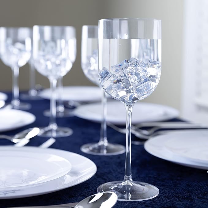 PLASTICPRO Clear Plastic Wine Glasses Set of 25 Elegant Wine Goblets Hard Plastic Wine Cups on Stem 12 Ounce