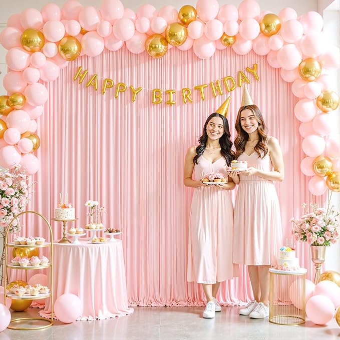 10x10 Blush Pink Backdrop Curtain for Parties Baby Shower Wrinkle Free Pink Photo Curtains Backdrop Drapes Fabric Decoration for Wedding Birthday Party 5ft x 10ft,2 Panels