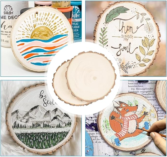 Wood Slices,Wood Slices for Centerpieces Table Decorations,Unfinished Rounds Wood for Crafts,Wood Slice for Rustic Wedding Decoration Projects, Natural Paulownia Wooden Slabs(10-11 inch 8 Pcs)