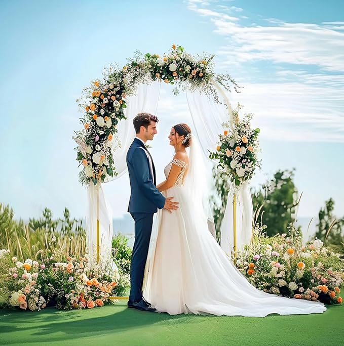 ATR ART TO REAL 7.2 FT Wedding Arch Backdrop Stand Metal Wedding Arches for Ceremony, Gold Balloon Arch Stand for Wedding Birthday Party Photo Booth Background Baby Shower Decoration