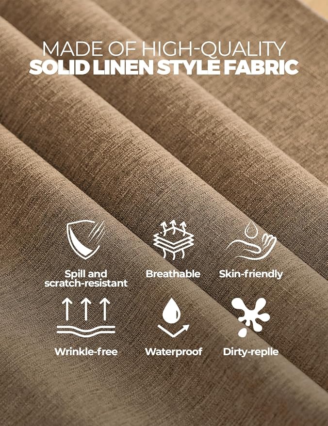 Decorelia Faux Linen Farmhouse Table Cloth 52"x70" for Rectangle Dining Table, Coffee Waterproof Outdoor Washable Cloth Fall Tablecloth for Rectangular Kitchen Outdoor Party Restaurant Patio Table