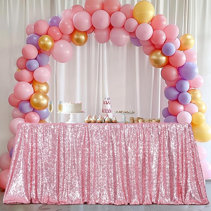 Poise3EHome Fuchsia Pink Sequin Tablecloth 90×156 Inch Rectangle Sparkly Fabric Table Cloth for Birthday Wedding Party Valentine Holiday Baby Shower Christmas Decoration