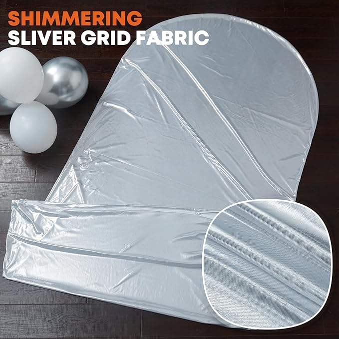 Silver Shimmer Arch Backdrop Cover Set of 2 (6 7.2FT) with Zipper,Thick Soft Stretchy Sequin Glitter Spandex Fitted Chiara Cover for Wedding Birthday Baby Shower Graduation Party Photo Backdrop