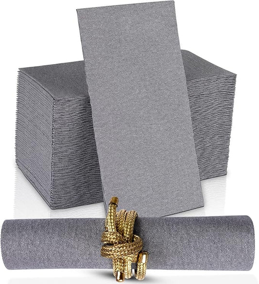 200-pack Naperee Premium Cloth-Like Disposable Paper Dinner Napkins - Made In USA, Soft Black Denim Hand Towel Napkin, Linen Feel - Perfect for Weddings, Parties, Kitchen & Bathroom Use - Gray,