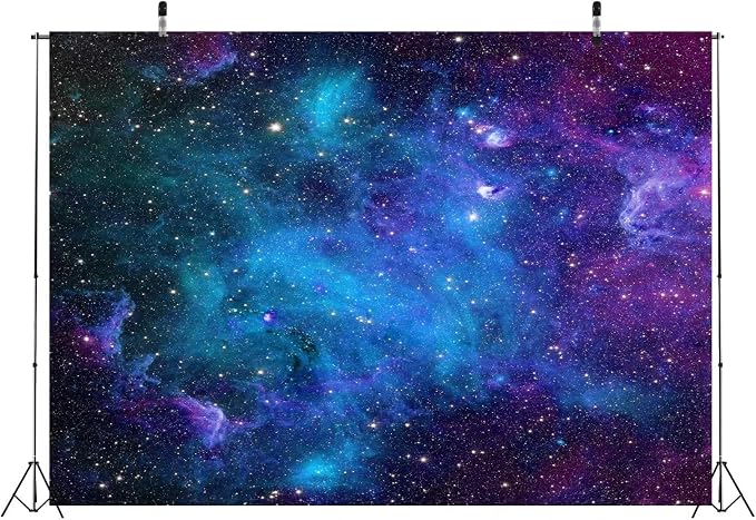BELECO 8x6ft Fabric Cosmic Galaxy Backdrop Wall Décor Starry Sky Milky Way Stars Backdrop Universe Space Theme Photo Background Galaxy Baby Shower Birthday Party Decorations Studio Photo Props