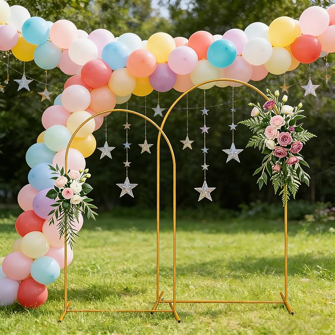 Metal Arch Backdrop Stand for Wedding, Parties, Birthday, Baby Shower, Graduation, Bridal Shower, Garden, Floral, Balloon Decoration (7.2FT & 6FT)