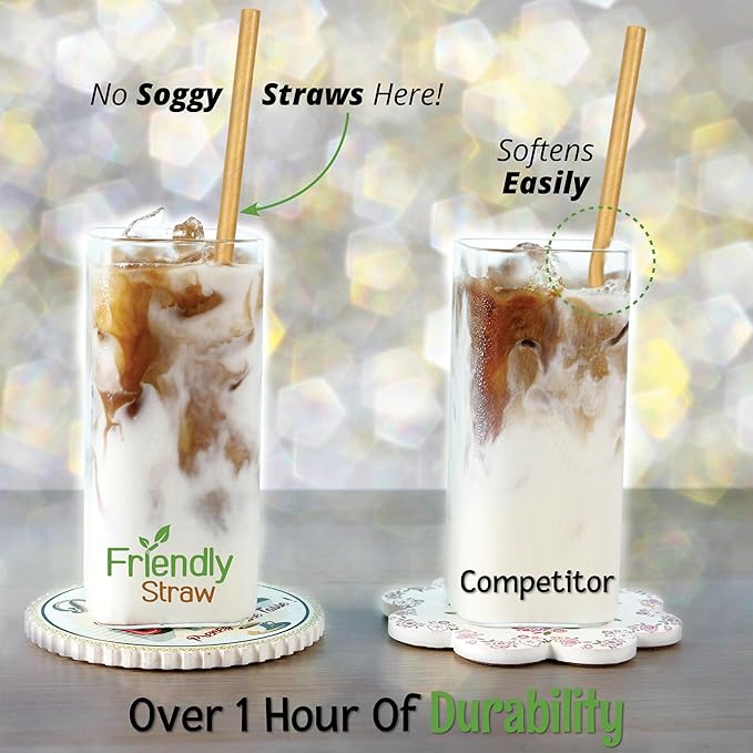 Friendly Straw 300 Pack Biodegradable Kraft Paper Straws, 7.75" x .25" Drinking Paper Straw - Brown Paper Straws Bulk Pack for Home and Restaurant