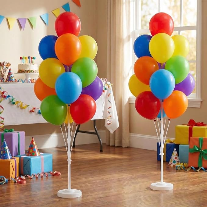Balloon Column Kit Set of 2 With Assorted Rainbow Balloons Included - Balloon Tower with Stand, Base, and Pole,Backdrop Decoration for Wedding, Baby Shower, Birthday Party, or Bachelorette Parties