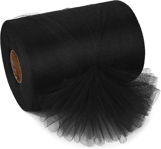 Black Tulle Ribbon 6 Inch x 100 Yards Soft Mesh Fabric for DIY Crafts Wedding Decorations Sewing Gift Wrapping and More