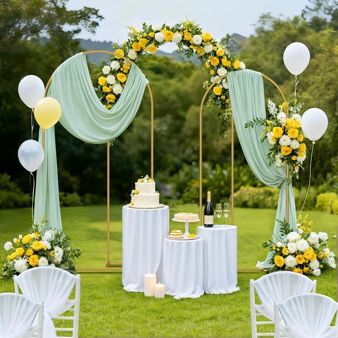 Babenest 6FT 6.6FT 7.2FT Gold Arch Backdrop Stand Set of 3 for Party | Metal Wedding Stand, Balloon Frame for Ceremony Birthday Party Bridal Baby Shower Banquet Halloween Decoration