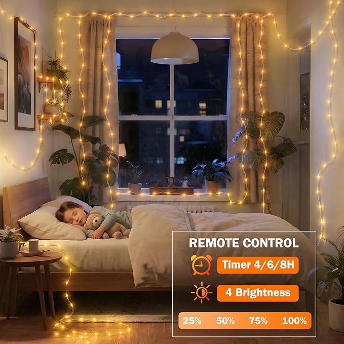 OMIKA 80ft Fairy Lights Plug in with Remote, 24 Colors 196 Modes Color Changing String Lights Dimmable, 240 LED Twinkle Lights with Timer for Outdoor Party Bedroom Indoor Christmas Halloween Décor