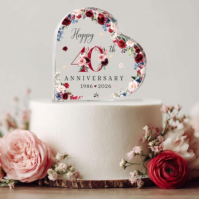 40th Wedding Anniversary Acrylic Cake Topper, 40 th Anniversary Decorations, 40 Wedding Topper, 40 Years Of Married Gifts (40th Anniversary Cake Topper 2026)