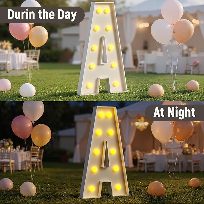 Marquee Letters 4 Feet Tall, 4FT Large Light up Letters J, Big Sign J with Warm White Light for Birthday Wedding Proposal Engagement Graduation Party Backdrop Decorations