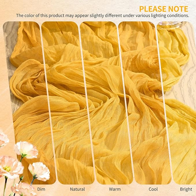 18 Pack Cheesecloth Table Runner 10FT Gold Table Runner Boho Gauze Cheese Cloth Table Runners Long Rustic Sheer Table Decorations for Wedding Party Baby Bridal Shower Birthday Holiday Home