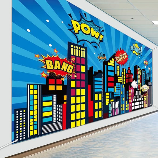 Large Super Theme Hero Party Backdrop Decoration 10x6ft One-piece Inspirational Decor for Classroom Back to School Wall Mural Hero Theme Backdrop Motivational Bulletin Board Photo Booth Props Supplies