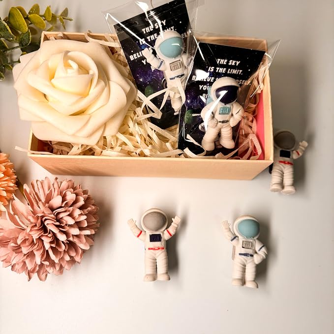 48 Sets End of School Years Gifts, Space Party Favors for Kids, Astronaut Erasers with Gift Tags, Outer Space Birthday Party Favors, Classroom Prizes for Students