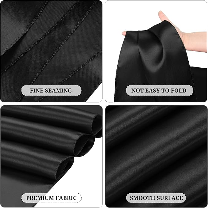 Pesonlook 15 Pack Black Satin Table Runners 12 x 108 Inch Long Table Runners for Rectangle Round Tables,Smooth Satin Table Runner for Wedding,Birthday Party Banquets Graduation Engagements Decoration