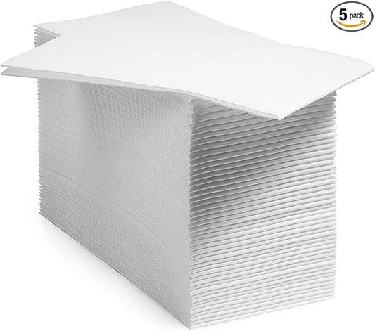 5000-Pack BloominGoods Disposable Bathroom Napkins | Linen-Feel Guest Towels | Cloth-Like Hand Tissue Paper, White, 12" x 17"