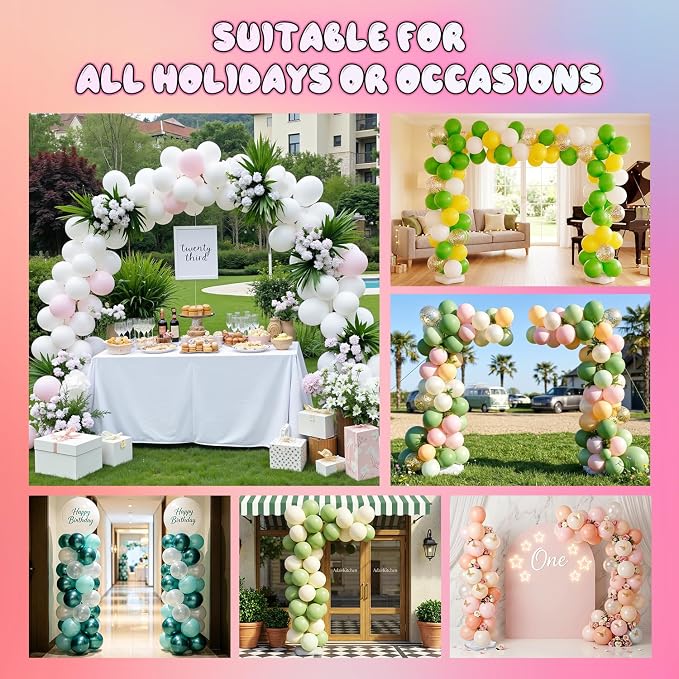 JOVIPOP Balloon Arch Kit,6 IN 1 Balloon Arch Stand With Weighted Water Bag Base for Birthday, Wedding, Engagement, Baby Baptism, Graduation,Christamas Party Decoration 9.5 Ft x 11.5 Ft