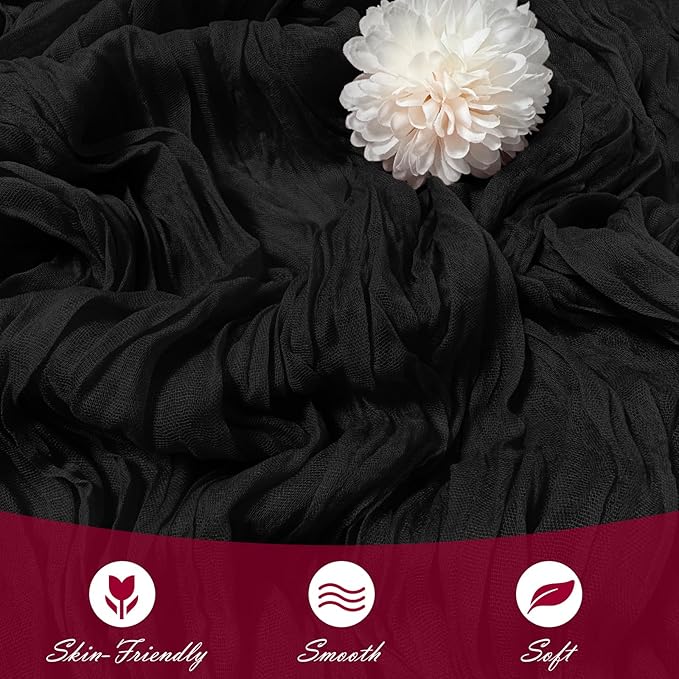 15 Pack Black Cheesecloth Table Runner 17 x 108 inch Cheese Cloth Table Runners 9ft Black Table Runner Rustic Romantic Sheer Gauze Runner for Wedding Party Baby Shower Table Decoration